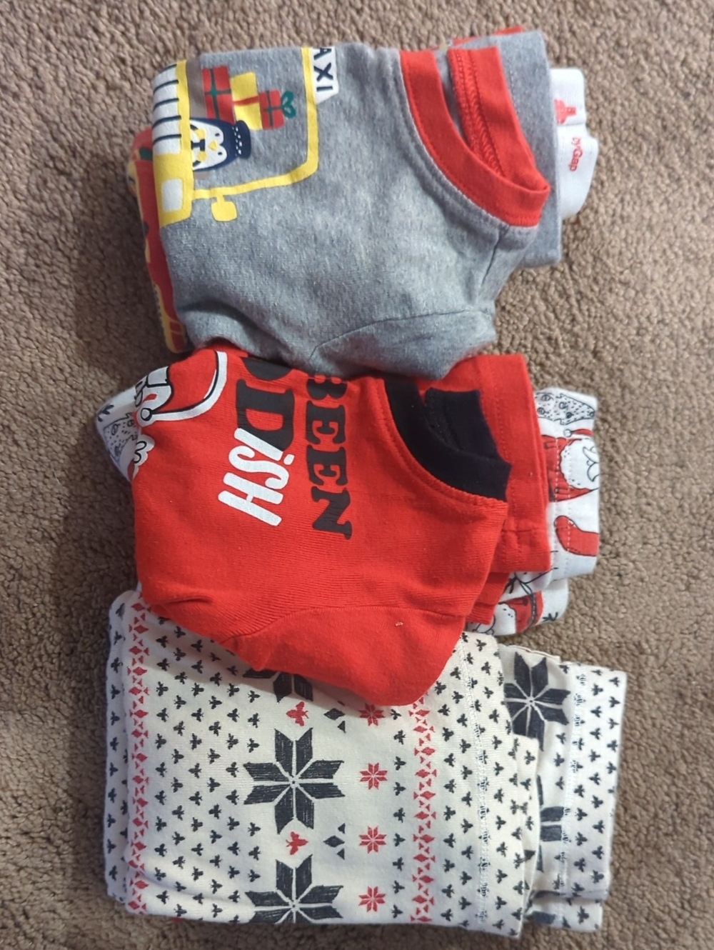 Infant 12 Month Christmas Pajama Lot Bundle 3 Sets